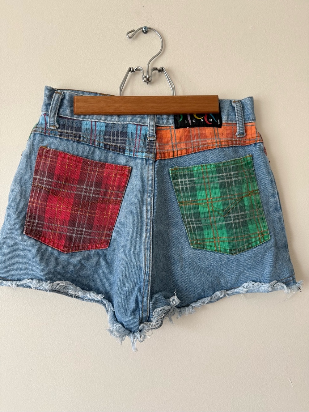 Vintage Y2K Steel Jeans Plaid Denim Shorts